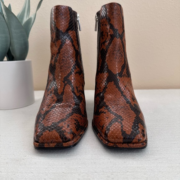 Violeta Brown/Tan Snake Skin Leather Heeled Zip Ankle Boots Women’s EU38 US7 - Picture 4 of 14